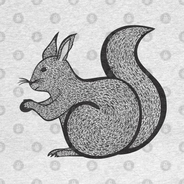 Red Squirrel Ink Art - cool and cute animal design - on white by Green Paladin